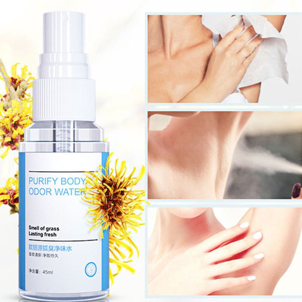 45ml Women Men Purify Body Odor Water Spray Long Lasting Refreshing Antiperspirant Armpit Sweat Remover Deodorant Perfume
